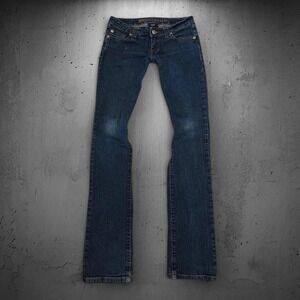 Vintage Y2K Blue Asphalt Low Rise Slim Straight Jeans 3R Dark Wash Indie Sleaze